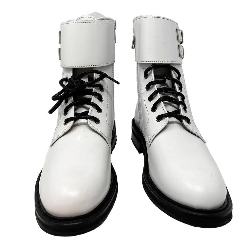 AllSaints Brigade White Leather Combat Buckle Lace Up Ankle Strap Boot EU 36 - Picture 7 of 12